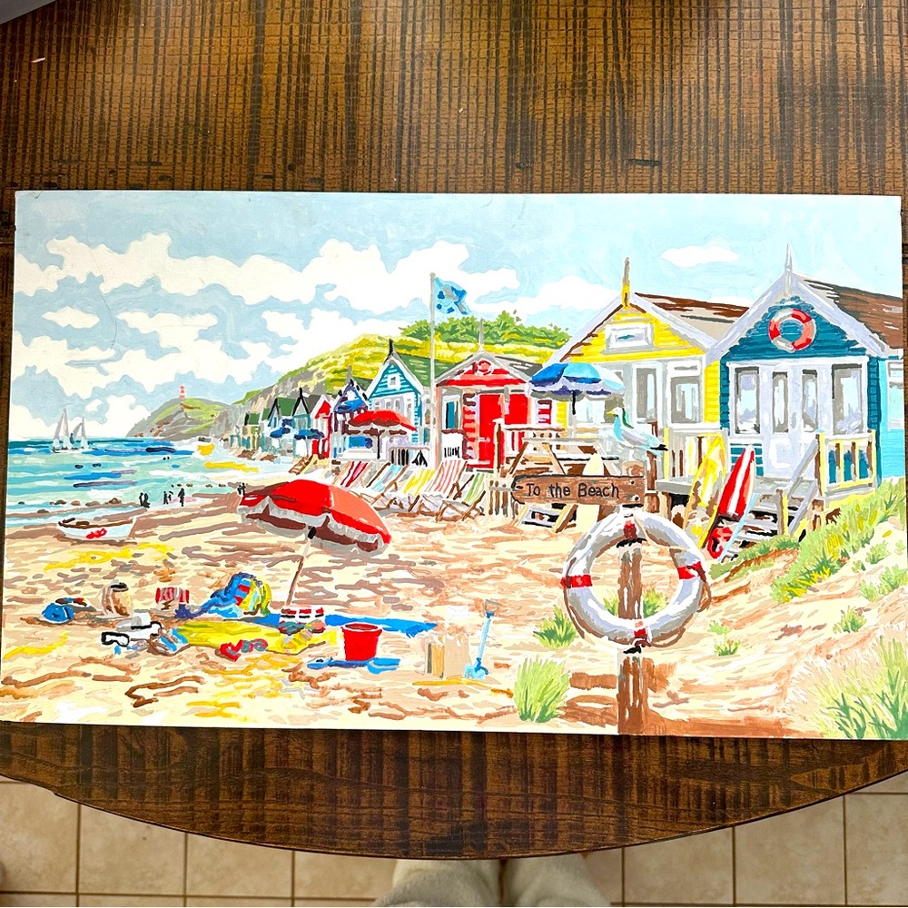 Vintage paint by number beach scene 12x20”
